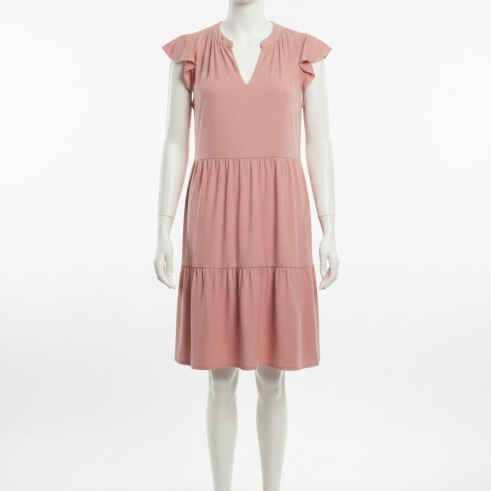 Pink Ruffle Short Sleeve Dress Size Medium